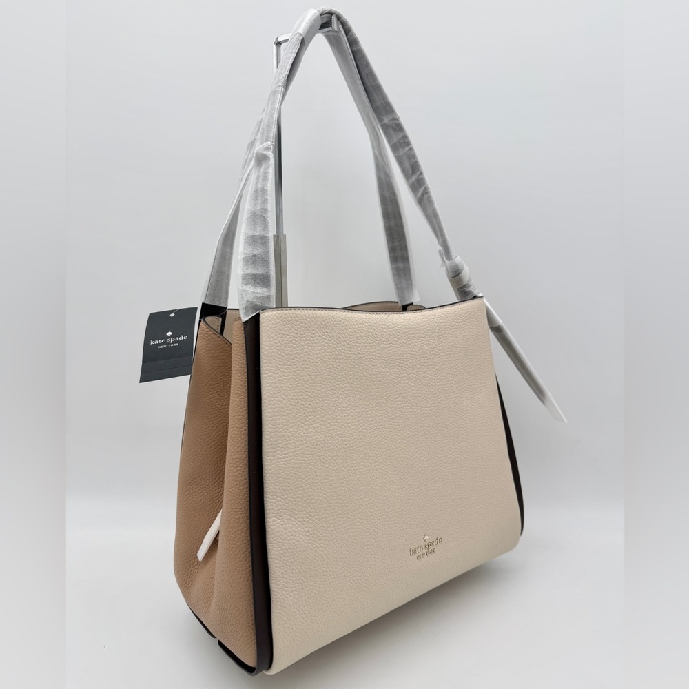 Kate Spade Knott Colorblock Large Carryall Milk Glass Cream Tan Brown